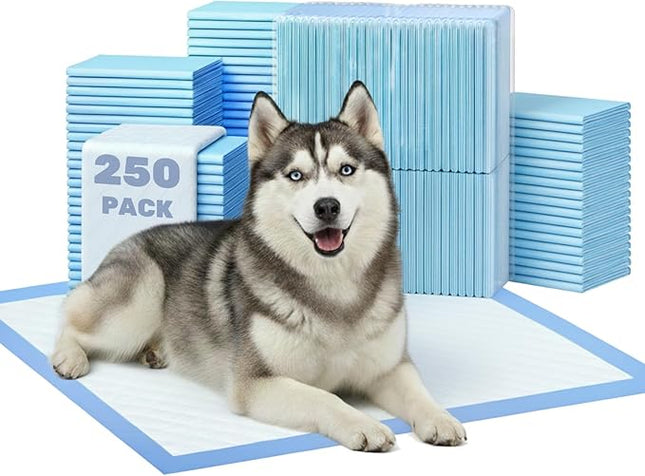 FluffyDream Super Absorbent Waterproof Dog and Puppy Pet Training Pad, Housebreaking Pet Pad,Blue (17.6"x23.6" (250PCS))