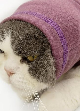 Cat Hematoma Ear Wrap, Cat Snood Anxiety Relief, Bath Accessories for Pet Grooming & Force Drying (Pail Lilac S)