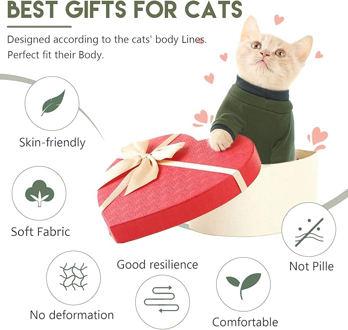 Sticky Cat Clothes Stretchy, Sphynx Hairless Sweater & Pajamas for Cats only, Soft Cat Onesie for Cats After Surgery Female Male & Hair Loss Prevention, Green L