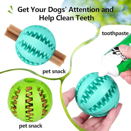 Puppy Chew Toys for Teething: Durable Rubber Dog Toys for Boredom - Treat-Dispensing Balls for Small Breed Indoor Play (2pack)
