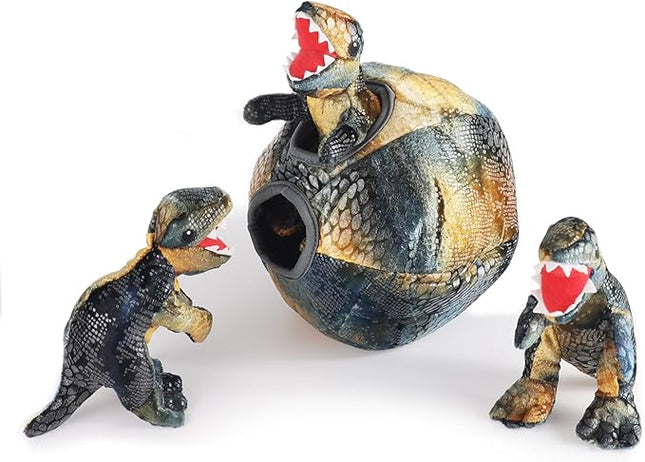 IFOYO Squeaky Dog Toys, Dinosaur Puppy Toys, Plush Interactive Dog Toys for Small Medium Dogs, Enrichment Hide and Seek Dog Toy