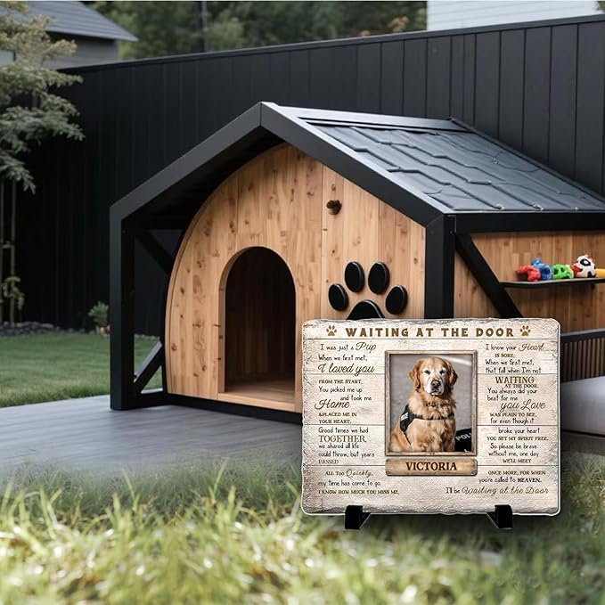 Personalized Pet Memorial Stone, Custom Dog Memorial Gifts for Loss of Dog with Photo Name Date, Dog Remembrance Gift, Loss of Dog Sympathy Gift for Dog Cat Lovers (Quote 1)