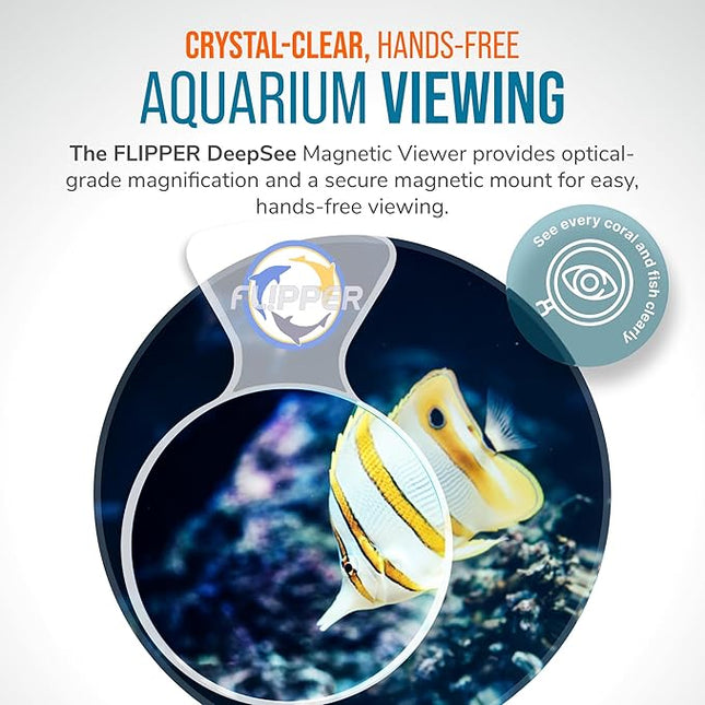 Flipper DeepSee 4" Magnetic Aquarium Viewer – Optical-Grade Magnifying Lens for Glass & Acrylic Tanks up to 5/8" Thick – Hands-Free Underwater Viewing for Fish, Corals & Aquarium Photography – Clear