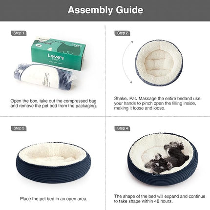 Love's cabin Round Donut Cat and Dog Cushion Bed, 25in Pet Bed for Small or Medium Dogs, Anti-Slip & Water-Resistant Bottom, Soft Durable Fabric Pet Beds, Washable Calming Cat Bed Navy Stripe