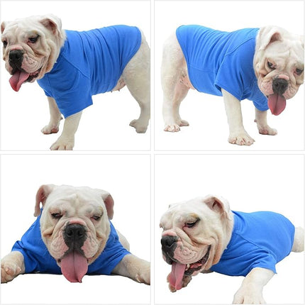 Lovelonglong Bulldog Clothes Dog Clothing Blank T-Shirt Tee Shirts for French Bulldog English Bulldog American Pit Bull Pugs 100% Cotton Skin Care Blue B-S