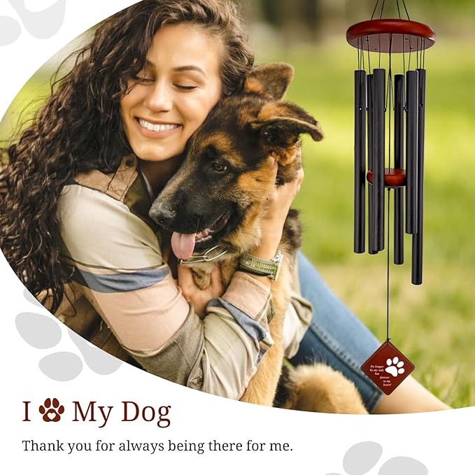 Pet Memorial Gifts with 6 Tuned Tubes, 26" Dogs Memorial Wind Chimes for Outside, Loss of Dog Sympathy Gift, Remembrance Gift in Memory of Dog Cat for Garden, Patio and Home