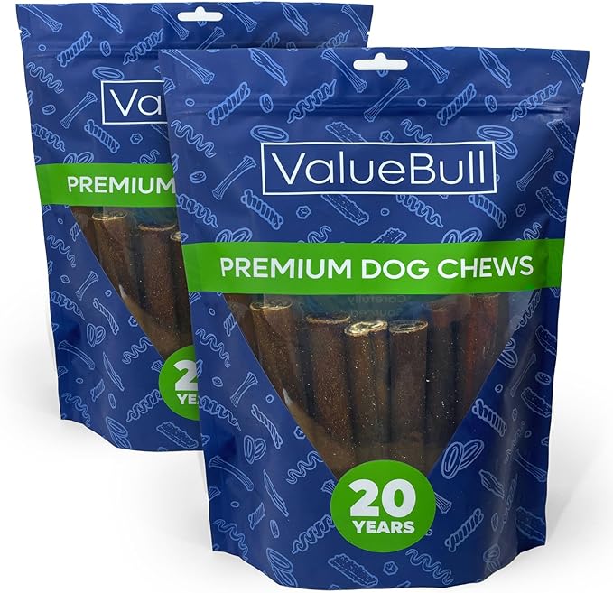 ValueBull Collagen Sticks for Dogs, 6 Inch Jumbo Chews, Natural Long-Lasting Dog Treats, 50 Count - Supports Joints, Skin & Coat with Chondroitin & Glucosamine