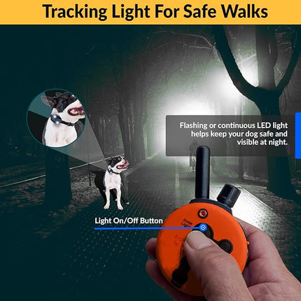Educator E-Collar Humane Dog Training Collar with Remote, 100 Safe Tapping Stimulation Levels, Night Light, Waterproof, Rechargeable, 1 Mile 1 Large Dog, Orange