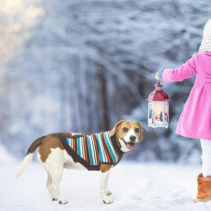BINGPET Turtleneck Dog Sweater for Small Medium Large Dogs Boy or Girl,Warm Knitted Pullover Pet Sweaters,Colorful Striped Puppy Sweater with Cute Pocket,Great Gift for Pet in New Year(Brown,XS)