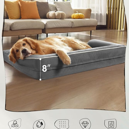 Extra Large Dog Bed Orthopedic Waterproof: Memory Foam Dog Bed for XL XLarge Extra Big Dogs - Couch Sofa - Washable with Removable Cover