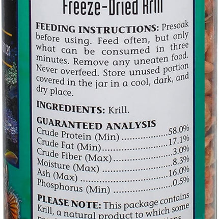 San Francisco Bay Brand Freeze Dried Krill Fish Food - All-Natural, Sustainably Harvested, High Protein Dried Shrimp for Freshwater and Saltwater Carnivores, Koi, Cichlids, Turtles - 2.54 oz (72g)