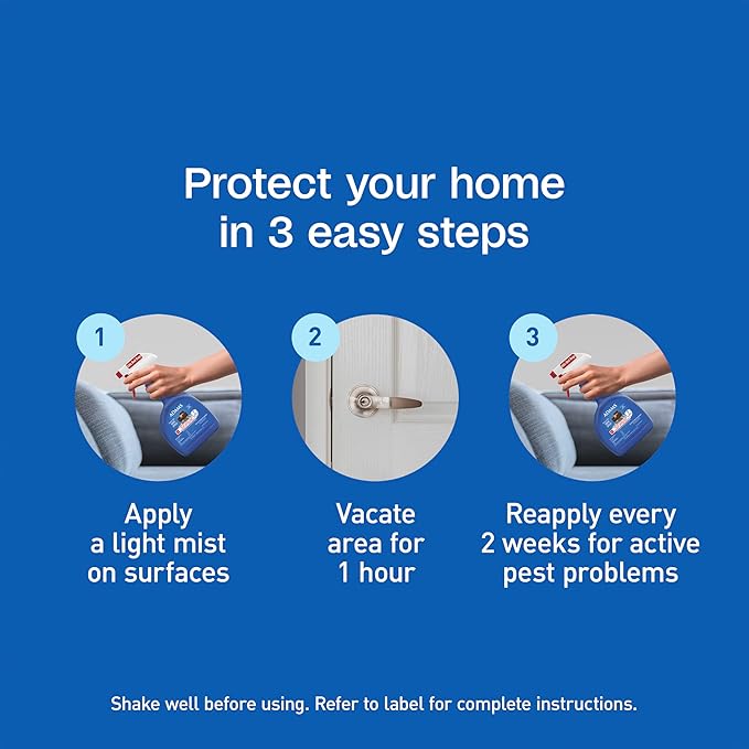 Adams Flea & Tick Home Spray with Precor, Kills Fleas, Flea Eggs, Flea Larvae, Bed Bugs, Ticks, Ants, Cockroaches, Spiders, Mosquitoes and Many Other Listed Nuisance Pests in The Home, 24 Fl Oz