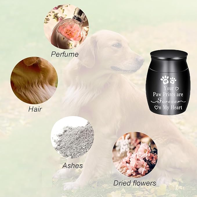 Small Pet Urns for Dogs Ashes Mini Urn Dog Ashes Cremation Keepsake Pet Memorial Urns Gift，Black