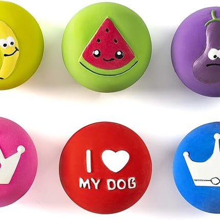 Squeaky Dog Ball, Latex Cute Dog Toys for Puppy and Small Dogs Soft Rubber Fetch Play Catch Ball Bounce and Funny Squeak Pet Toys