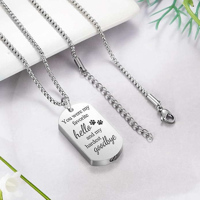 abooxiu Cremation Jewelry for Ashes Urn Necklace for Ashes Memorial Dog Ashes Necklace Cremation Necklace Pet Keepsake Necklace Pawprint Ashes Holde Necklace