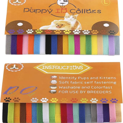Luter 20Pcs Puppy ID Collars, Assorted Colors Whelping Collars Newborn Dog Kittens Band Adjustable Identification Collar for Pet