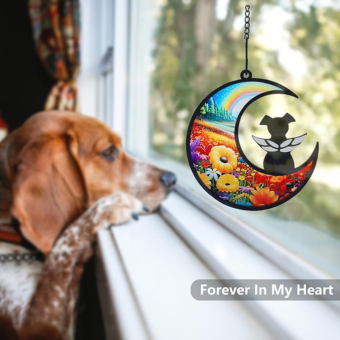 DIY Dog Angel Memorial Suncatcher with Sympathy Card,Rainbow Bridge Dog Memorial Gifts,Loss of Pet Sympathy Gift Dog,Dog Lovers Gifts for Women (2-Rainbow Bridge)