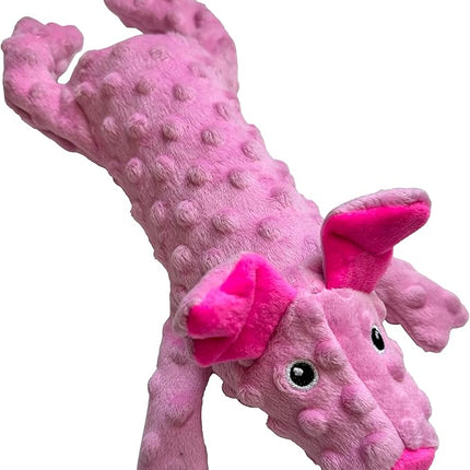 SPOT Skinneeez Extreme Stuffers Pig - Stuffing Free Dog Toy With Squeaker & Rip Stop Mesh Lining for Durability- Insert Plastic Bottle for Extra Crunch, For Small to Medium Puppies & Dogs - 14in