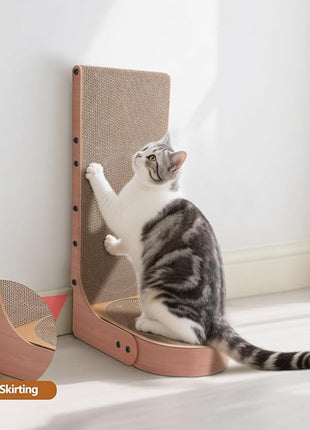 Cat Scratcher, 2 in 1 Multifunctional L Shape Cat Scratch Pad Wall Mounted with Oval Cat Bed Bowl for Indoor Cats (1 PCS Cat Scratcher)