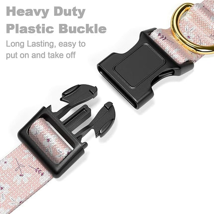 Rnivvi Dog Collar for Small Dogs, Cute Floral Heavy Duty Adjustable Puppy Collar with Quick Release Buckle for Girl & Female, Pet Accessories for Walking Running, XS Length 5/8" Width, Coral Pink