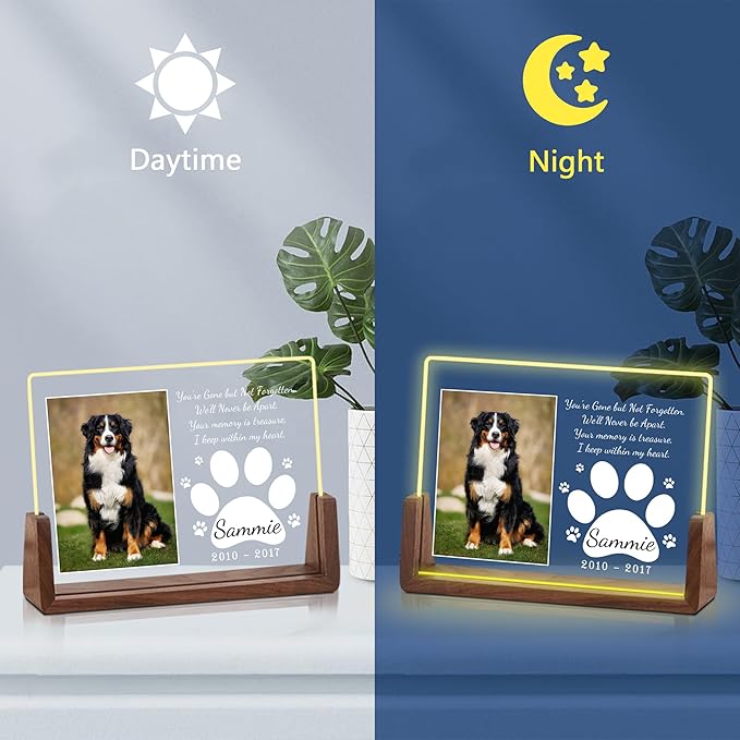 Personalized Pet Memorial Gifts for Dogs, Dog Memorial Gifts for Loss of Dog, in Memory of Dog, Pet Sympathy Gifts for Dogs, Pet Memorial Gifts Cat, Dog Memorial Acrylic Night Light, Pet Loss Gifts