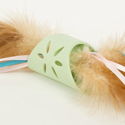 SmartyKat Flutter Roller Feather & Ribbon Chase Cat Toy - Green, One Size