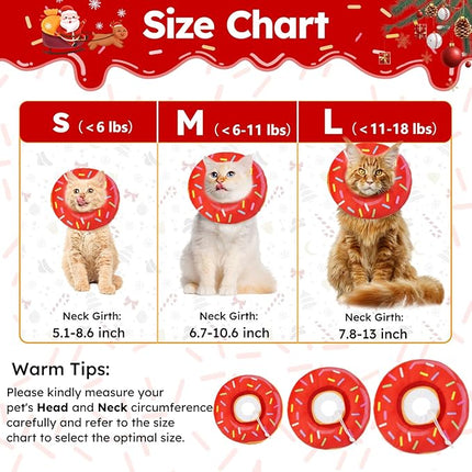 Cat Cone Collar Soft, Cat Recovery Collar for Wound Healing Cute Donut Adjustable Kitten Cones to Stop Licking Comfortable Lightweight Neck Elizabethan Collars for Kittens After Surgery
