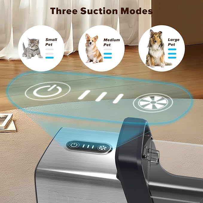 Dog Grooming Kit, Multi-Functional Hair Trimmer & Vacuum, 15KPa Powerful Suction, Stainless Steel, Low Noise, Adjustable Settings, Easy to Clean, Includes Clippers, Brush, Nail Trimmer