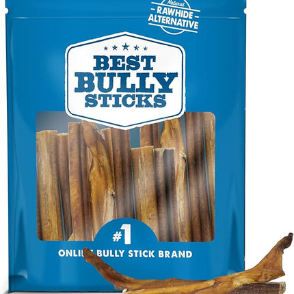 Best Bully Sticks Odorless 4-8 Inch Bully Sticks for Dogs - 8 oz (Pack of 1) - Natural Grass-Fed Beef, No Rawhide, Grain and Odor Free Chew Treat - Small, Medium, Large Breeds, Puppies