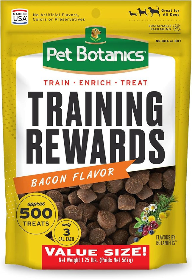 Pet Botanics Training Rewards Treats for Dogs, Made with Real Pork Liver, Focuses, Motivates, Rewards, Speeds Up Learning Curve, No BHA, BHT, Ethoxyquin, Bacon, 20 oz (1 pack)