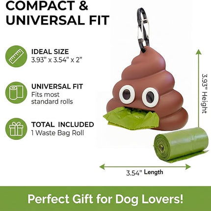 Cute and Functional Dog Poop Bag Holder for Leash Sturdy Dog Poop Bag Dispenser Includes 1 Roll 15 Bags