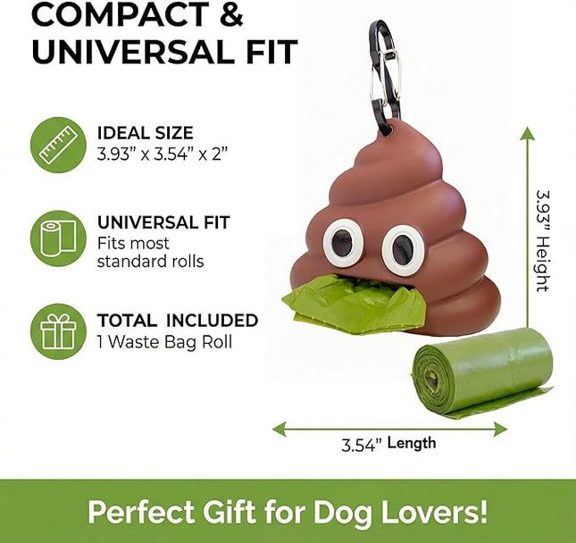 Cute and Functional Dog Poop Bag Holder for Leash Sturdy Dog Poop Bag Dispenser Includes 1 Roll 15 Bags