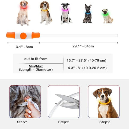 Light Up Dog Collar, Dlitk Rechargeable Cuttable LED Dog Collars, Pet Safety Light at Night Walking for Small Medium Large Dogs, Do Not Use Fast Charging (Orange)