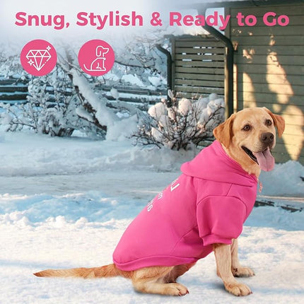 BINGPET Little Miss Attitude Dog Sweater with Hood and Leash Hole,Warm Fleece Dog Hoodie & Winter Coat for Small to Large Dogs,Cold Weather Pet Clothes(Large)