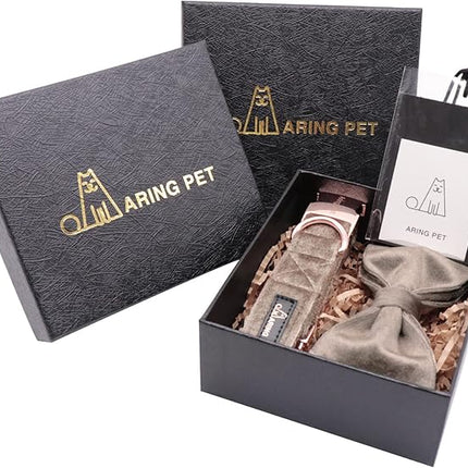 ARING PET Bowtie Dog Collar,Velvet Dog Collars with Detachable Bowtie, Adjustable Bow Tie Collar for Girl and Boy Dogs.