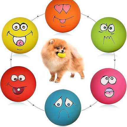 Smile Face Dog Squeaky Toys Soft Latex Squeak Balls for Puppy Small Pet Dogs 6 Pcs/Set