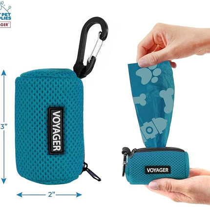 Best Pet Supplies 2-Pack Dog Poop Bag Holder Leash Attachment, Color, Reusable Mesh Dispenser Pouch for Travel, Walking, Park, and Outdoor Use, Soft and Durable with Clip-On - Mesh Turquoise