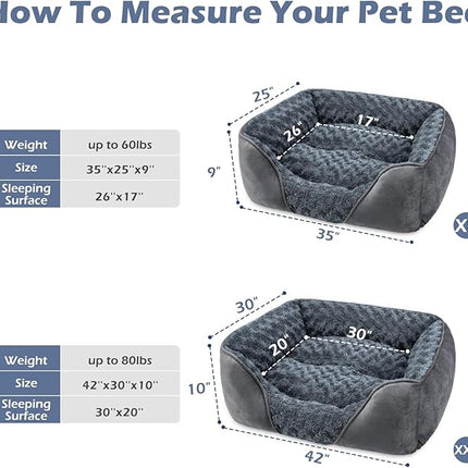 INVENHO XX-Large Dog Bed for Large Medium Small Dogs, Rectangle Washable Dog Bed, Orthopedic Dog Bed, Soft Calming Sleeping Puppy Bed Durable Pet Cuddler with Anti-Slip Bottom XXL(42"x30"x10")