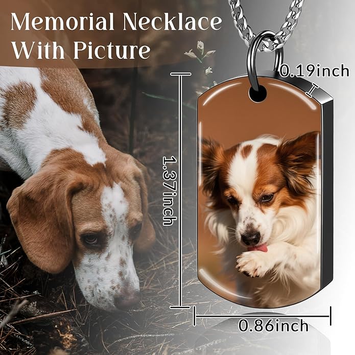 Custom Pet Necklace, Personalized Dogs Necklaces for Women, Dogs Remembrance Jewelry, Picture Necklace Personalized Photo, Customized Dog Memorial Gifts for Loss of Dog
