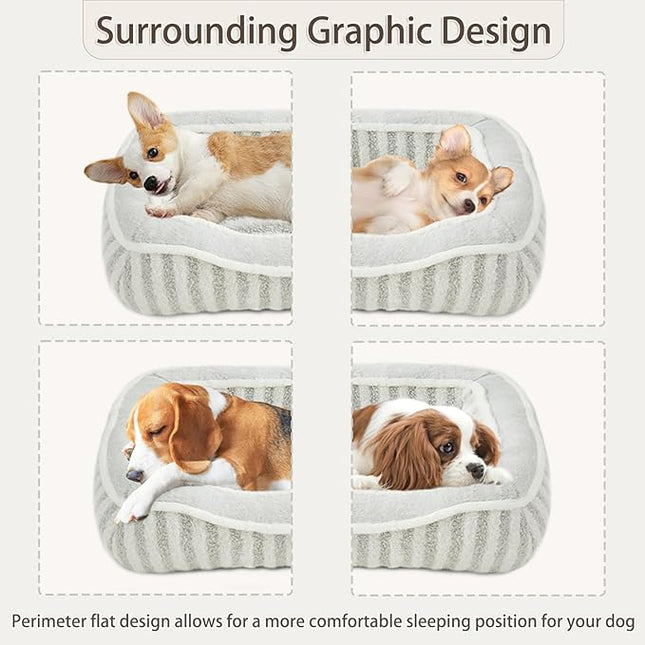 Dog Bed for Extra Small Dogs Breeds,Cat Bed,Puppy Kennel Bed with Pillow,Washable Deluxe Plush Dog Crate Beds,Comfy Durable Rectangular Pet Sleeping Bed & Non-Slip Bottom,Grey (19"X16")