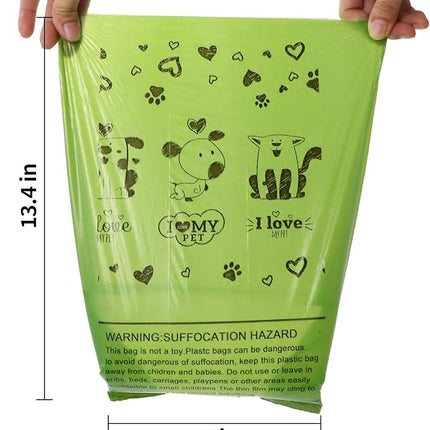 Dog Poop Bags XL Rolls: Leak-Proof Unscented Poop Bags with Dispenser for Doggy Dogs 14 Rolls (210 Count)- Green