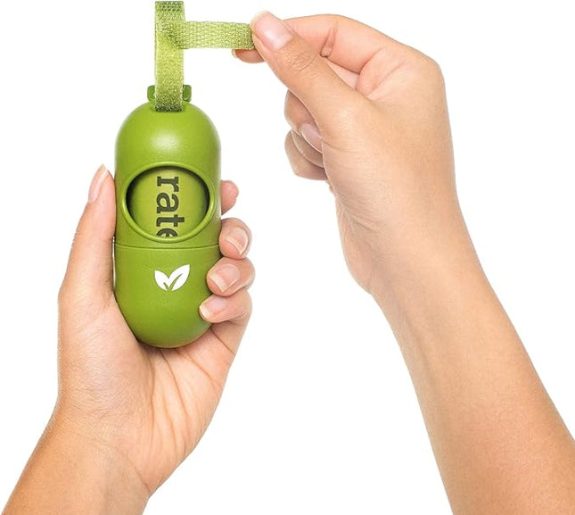 Earth Rated Dog Poop Bags Dispenser, Dog Poop Bag Holder Includes 1 Roll of 15 Unscented Eco-friendly Poop Bags (ERT00037)