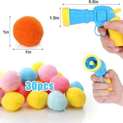 AIERSA Interactive Cat Toys for Indoor Cats, Cat Ball Launcher with 30 Plush Balls for Bored Adult Cats, Cat Toy Gun with Pom Poms, Cat Lover Gifts for Women