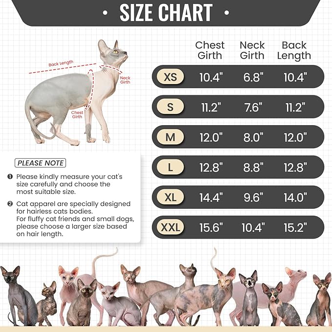 DENTRUN Sphynx Hairless Cats Shirt Pullover Kitten T-Shirts, Breathable Cat Wear Turtleneck Sweater Adorable Cat's Clothes Vest Pajamas Jumpsuit