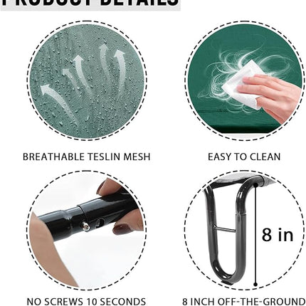 pettycare Elevated Outdoor Dog Bed - Raised Cots Bed for Large Dogs, Waterproof Pet Hammock Easy to Assemble, Cooling Frame Cot with Breathable Teslin Mesh, Durable, Non Slip, Up to 65 lbs,Green