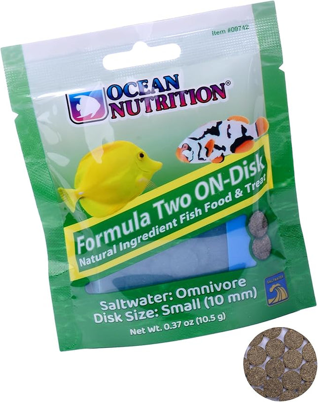 Ocean Nutrition Fish Food Formula Two On-Disk - All-Natural Fish Food for Saltwater Omnivore, Tangs, Angels, Clownfish, Pygmy Angelfish, High Protein (36%), 0.37 oz (10.5 g), Small Size