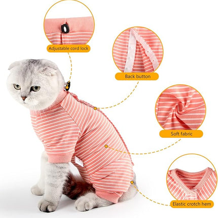 LIANZIMAU Cat Surgical Recovery Suit Professional for Male Female Dog Abdominal Wounds Cone E-Collar Alternative Anti-Licking Pet Surgical Recovery Pajama Suit Soft Fabric Onesie for Cats