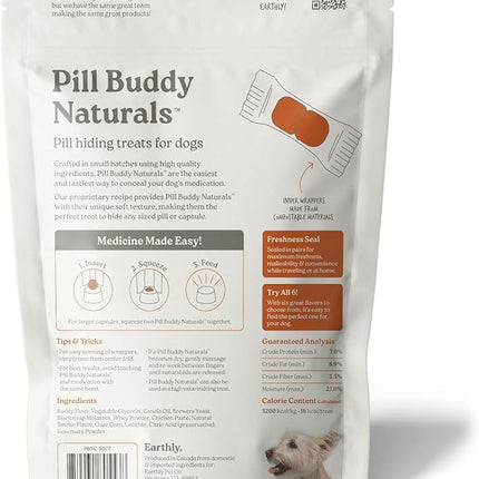 Earthly Pill Buddy Naturals - Chicken Recipe Pill Hiding Treats for Dogs - Make A Perfect Pill Concealing Pocket Or Pouch for Any Size Medication - 90 Servings