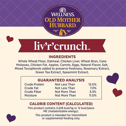Old Mother Hubbard Wellness Liv'R'Crunch Dog Biscuits, Natural, Training Treats, Chicken Liver, Oats, Apples, Carrots, & Eggs Flavor, Mini Size, (20 Ounce Bag)