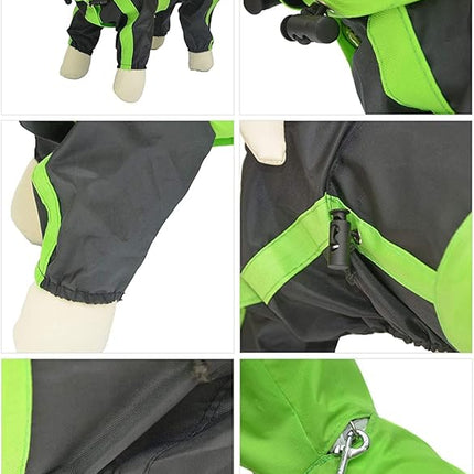 Lovelonglong Dog Hooded Raincoat, Small Dog Rain Jacket Poncho Waterproof Clothes with Hood Breathable 4 Feet Four Legs Rain Coats for Small Dogs Green XL